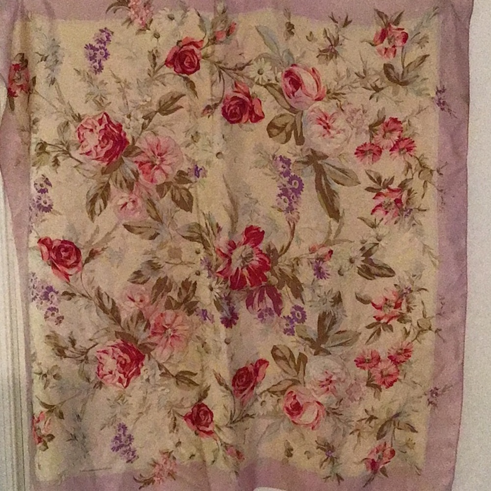 Large Smithsonian silk floral scarf vintage